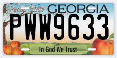 GA license plate PWW9633