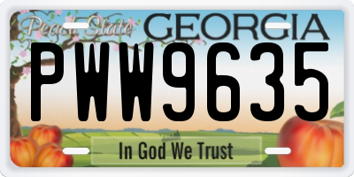 GA license plate PWW9635