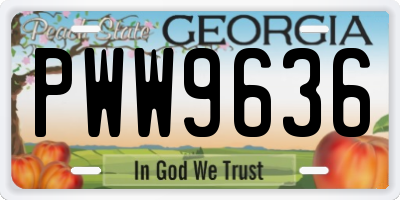 GA license plate PWW9636