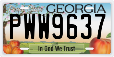 GA license plate PWW9637