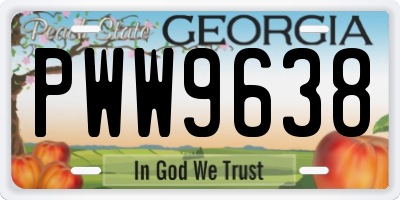 GA license plate PWW9638
