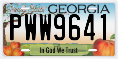 GA license plate PWW9641