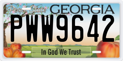 GA license plate PWW9642