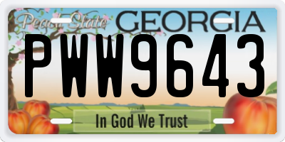 GA license plate PWW9643