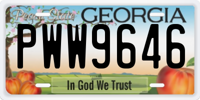 GA license plate PWW9646
