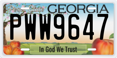 GA license plate PWW9647
