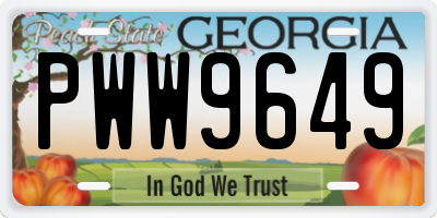 GA license plate PWW9649