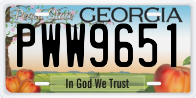 GA license plate PWW9651