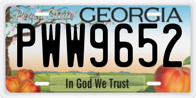 GA license plate PWW9652