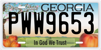 GA license plate PWW9653