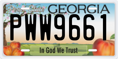 GA license plate PWW9661