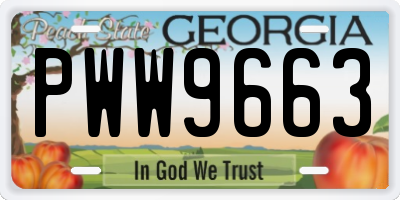 GA license plate PWW9663