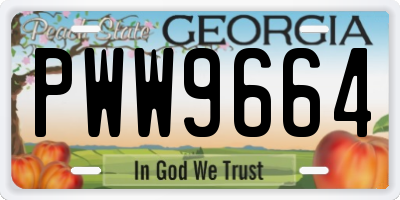 GA license plate PWW9664