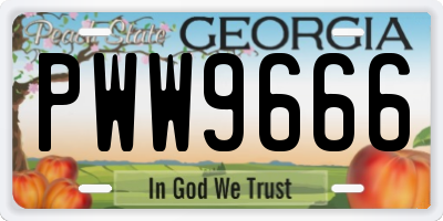 GA license plate PWW9666