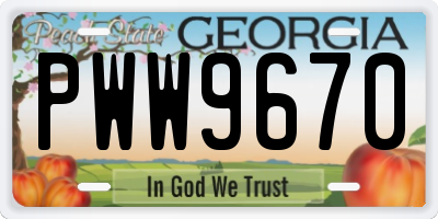 GA license plate PWW9670