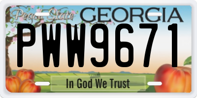 GA license plate PWW9671
