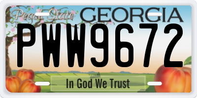 GA license plate PWW9672