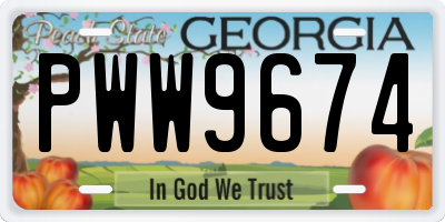 GA license plate PWW9674