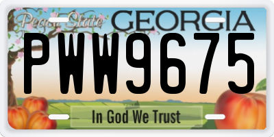 GA license plate PWW9675