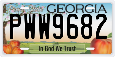 GA license plate PWW9682