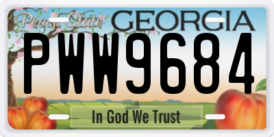 GA license plate PWW9684