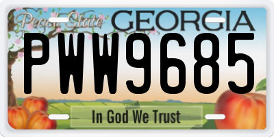 GA license plate PWW9685
