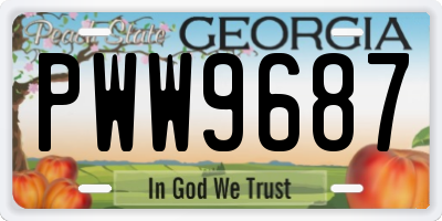 GA license plate PWW9687