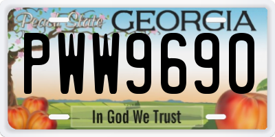 GA license plate PWW9690