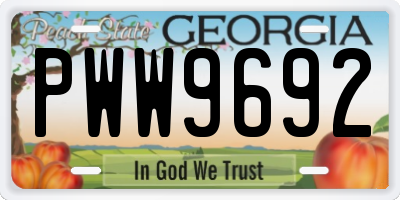 GA license plate PWW9692
