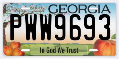 GA license plate PWW9693