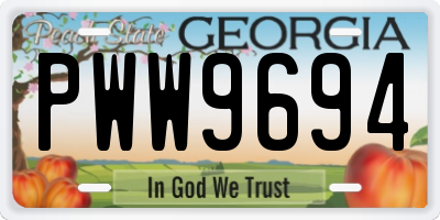 GA license plate PWW9694