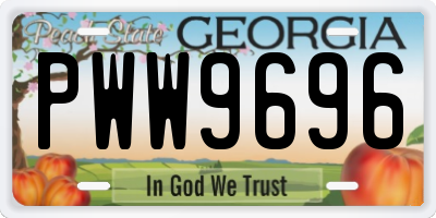 GA license plate PWW9696