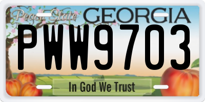 GA license plate PWW9703