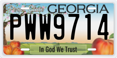 GA license plate PWW9714
