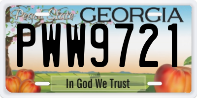 GA license plate PWW9721