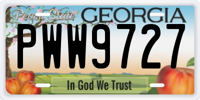 GA license plate PWW9727