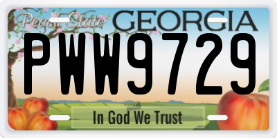 GA license plate PWW9729