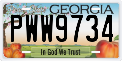 GA license plate PWW9734