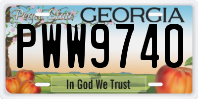 GA license plate PWW9740