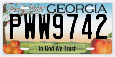GA license plate PWW9742