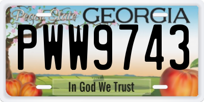 GA license plate PWW9743