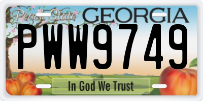 GA license plate PWW9749