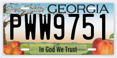 GA license plate PWW9751