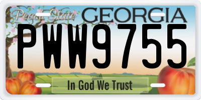 GA license plate PWW9755