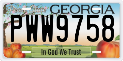 GA license plate PWW9758