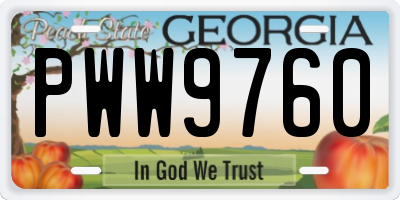 GA license plate PWW9760