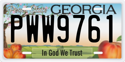GA license plate PWW9761