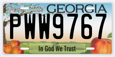 GA license plate PWW9767