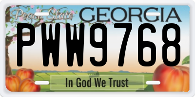 GA license plate PWW9768