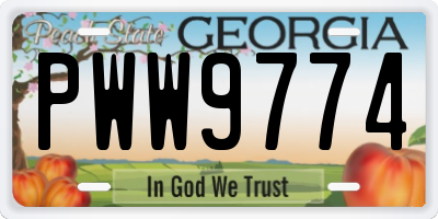 GA license plate PWW9774
